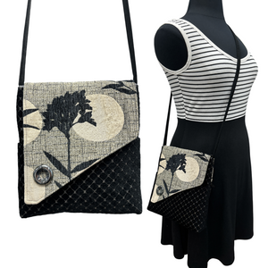 SALE Day Bag Black Flower Moon