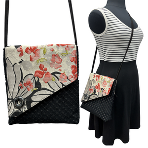 SALE Day Bag Cherry Blossom on Black