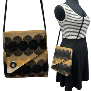 SALE Day Bag Chocolate Brown Tan Circles