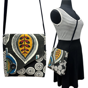 SALE Day Bag Cream Black Orange Boho Summer
