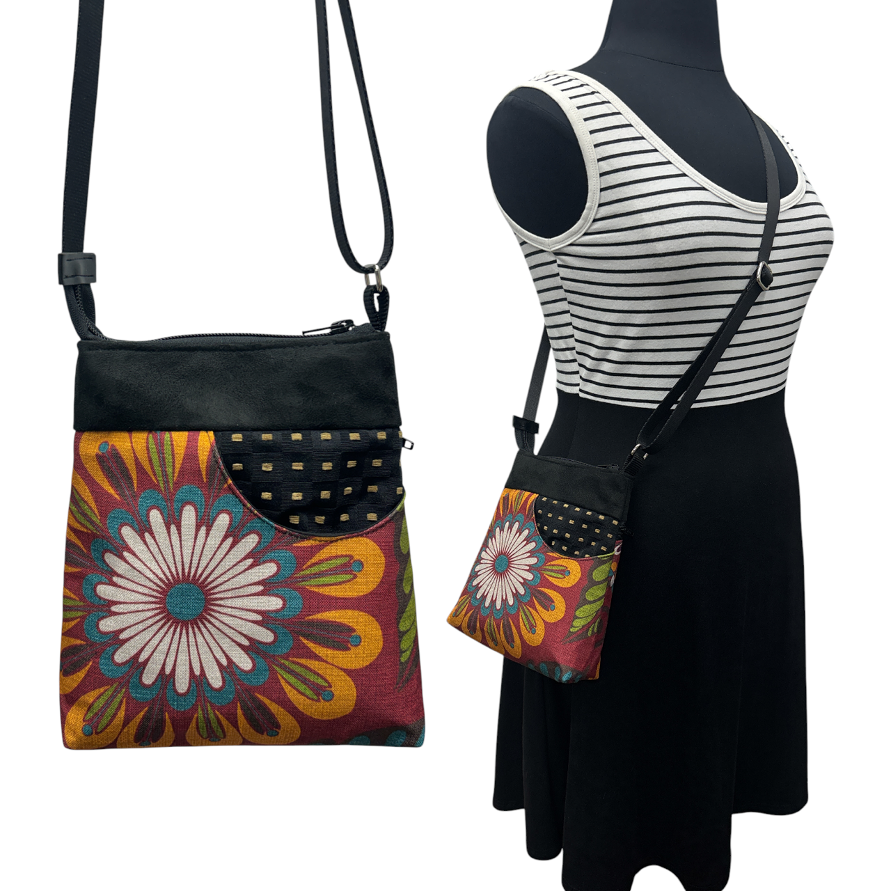 Sale MIILK Bag Red Orange Black Folk Flower