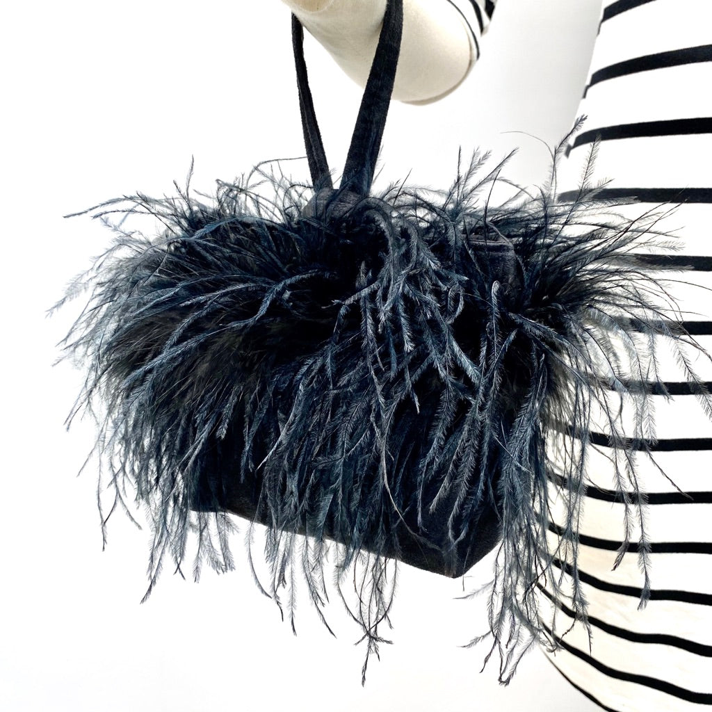 Wristlet Black Ostrich Feathers on Black