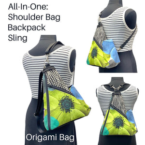 Origami Bag Grey Tree Orange Sun