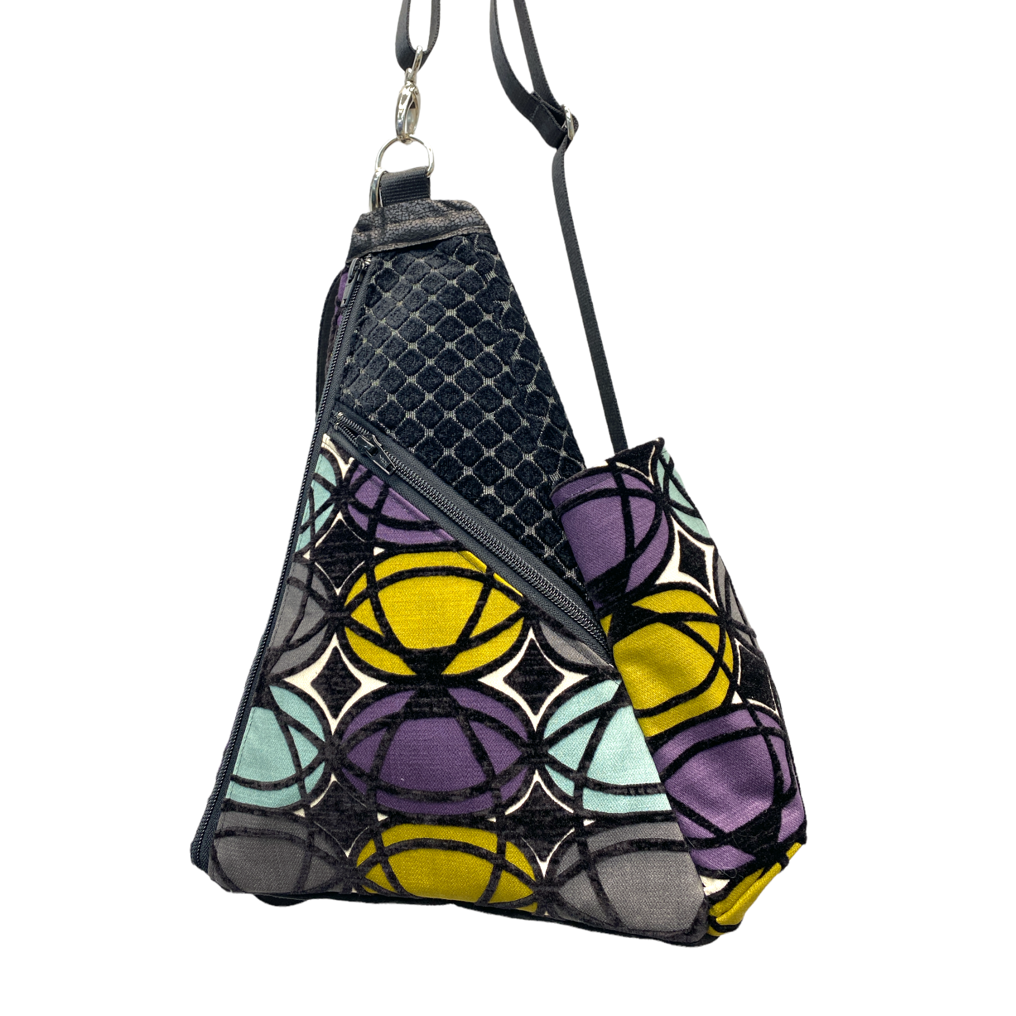 Origami Bag Geo Pattern Black/Purple/Mustard/Grey - Goldyfish Handbags Origami Bag Geo Pattern Black/Purple/Mustard/Grey - Goldyfish Handbags