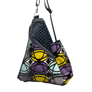 Origami Bag Geo Pattern Black/Purple/Mustard/Grey