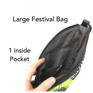 Festival Bag Bike Ride Green/Orange with Black/Tan Squares