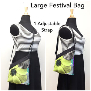 Festival Bag Bike Ride Green/Orange with Black/Tan Squares