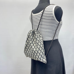 Reversible Cinch Sack Black Grey Dots