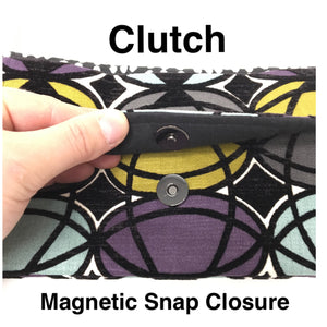 Evening Event Clutch Romantic Black Roses with vintage Flower