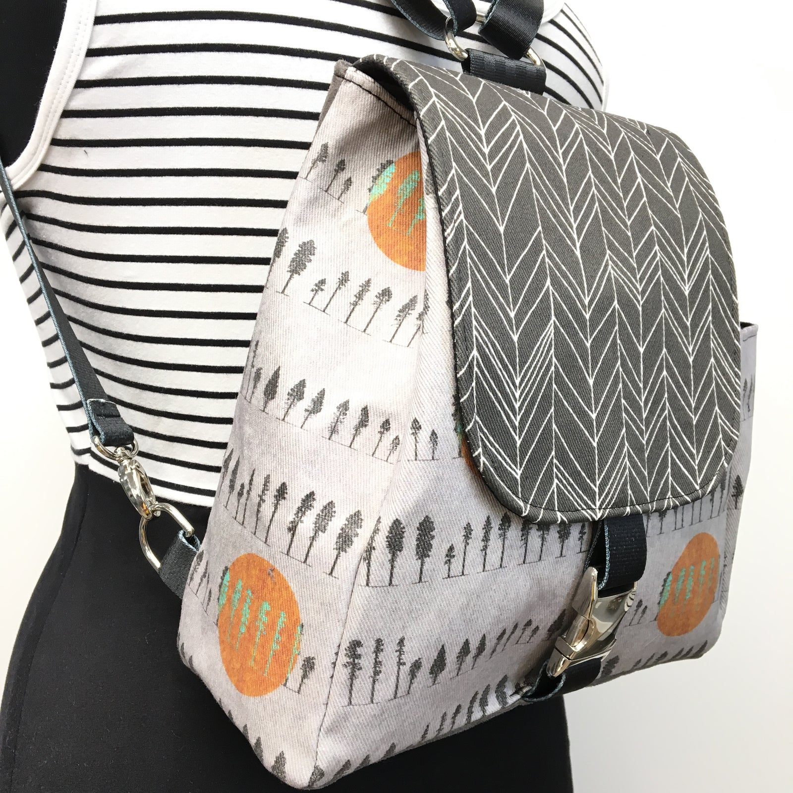 Backpack Grey Tree/Orange Sun