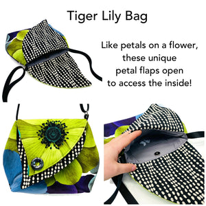 Tiger Lily Bag Big Flower – Black & White Wavy Dots