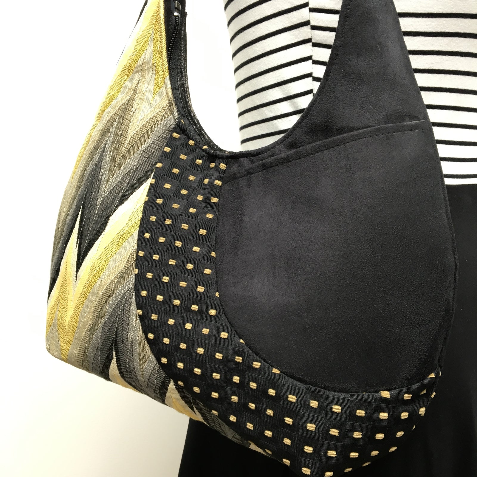 Hobo Bag Yellow/Grey Zig Zag