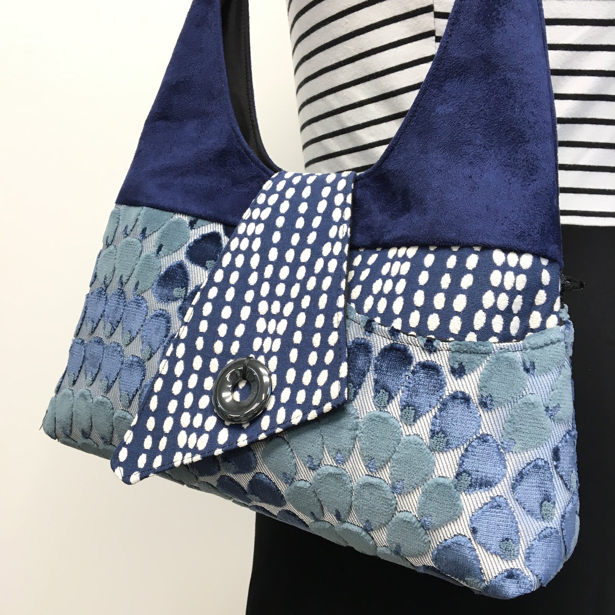 Joyful Tote Navy Blue Mermaid Scales